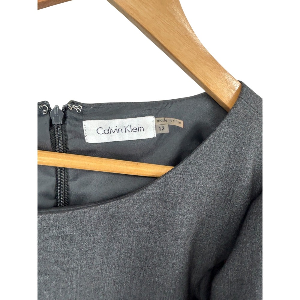 Calvin Klein Gray Sleeveless Ruffle Sheath Dress Size 12 4189 - Picture 4 of 8